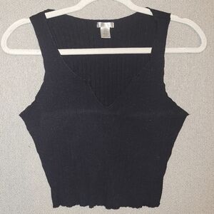 Bozzolo Size Large Black Ribbed Tank Top